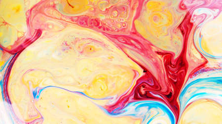 Abstract multicolored background. Fluid art texture. Abstract backdrop with swirling paint effect. Trendy colorful backdrop. Mixing paintsの写真素材