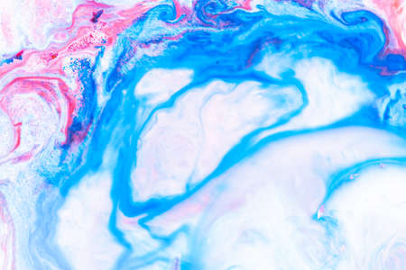 Fluid art. Abstract lilac pink background. Liquid marble texture design. Blue pink pattern Blue-pink...