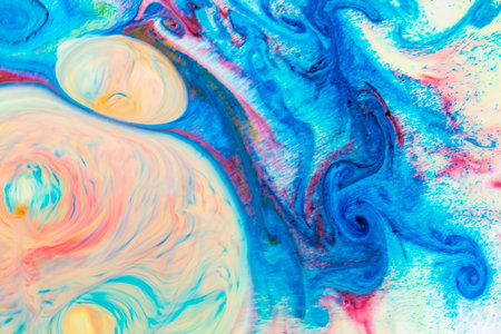 Abstract multicolored liquid background. Abstract ink design template mixed texture background. Psychedelic multicolored pattern. Fluid artの写真素材