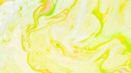 Abstract yellow-green liquid background. Green paint pattern with cyclical swirls. Trendy wallpaper. Eco conceptの写真素材