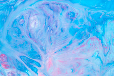Fluid Art. Abstract liquid paint textured background with decorative spirals and swirls. Liquid pink...