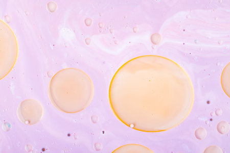 Oil drops in water. Abstract bubble background. Abstract fluid pattern. Copy spaceの写真素材