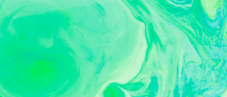 Abstract liquid ink painting texture. Turquoise trendy backdrop. colorful chemical experimentの写真素材