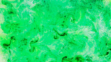 fluid art green background. Abstract liquid backdrop. Green turquoise stains on liquid surface