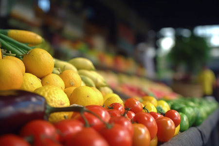 Abundance of Fresh Produce at Farmer's Market with Copy Spaceの素材