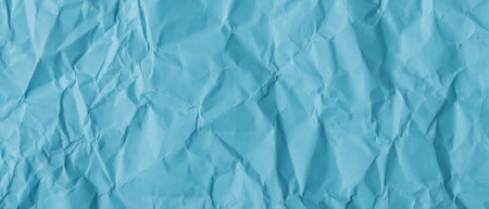 Blue Crumpled Paper Texture, Wrinkled Color Paper Patternの写真素材