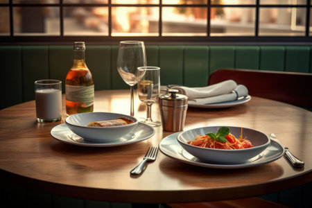 Savoring Solitude: Culinary Delights at Stylish Table for Oneの素材