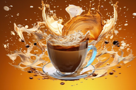 Cup of Coffee with Milk with Splashes Around, Close-upの素材