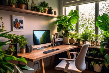 Stylish Freelancer's Home Office, Minimalist Workspaceの素材