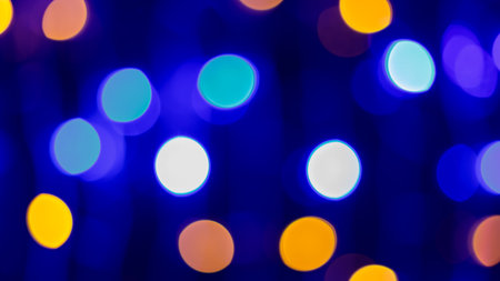 Blue Orange Blurred Bokeh Light Backgroundの写真素材