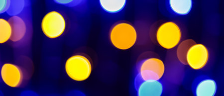 Blue Orange Blurred Bokeh Light Background
