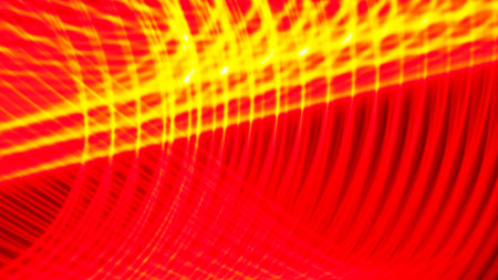 Flowing Curved Light Lines Orange and Yellow Abstract Backgroundの写真素材