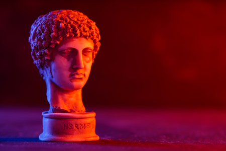 Ancient Greek Statue with Modern Neon Glow