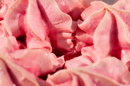 Melting Strawberry Ice Cream Close-Up Pink Summer Dessertの写真素材