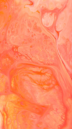 Golden Orange Paint Swirl in Vibrant Liquid Abstract Composition