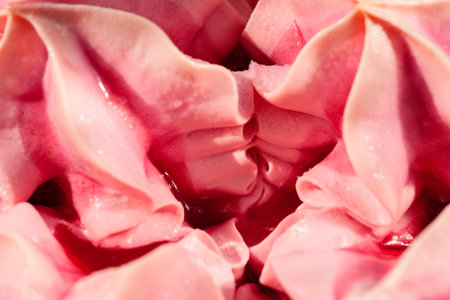 Melting Strawberry Ice Cream in Sunlight Close-Upの写真素材
