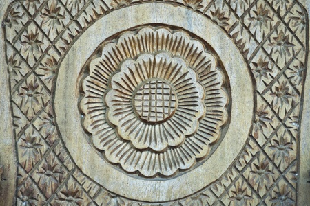 Carved pattern on woodの写真素材