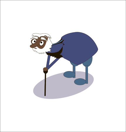funny adult old grandfather with a cane - vectorのイラスト素材