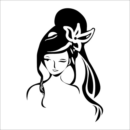 Beautiful girl executed in a linear fashion. vector illustrationのイラスト素材