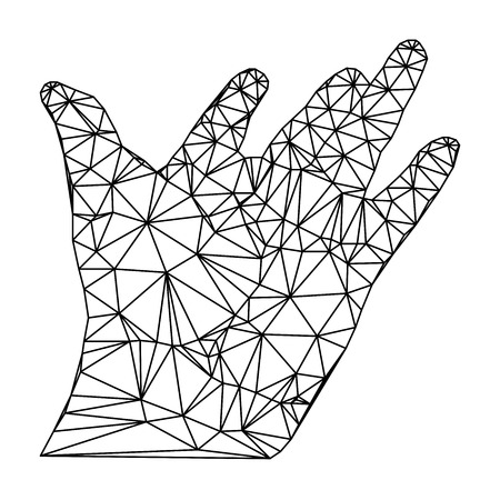 geometric polygonal hand, open palm, vector illustrationのイラスト素材