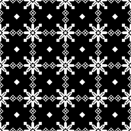Seamless Christmas black and white background with decorative snowflakesのイラスト素材