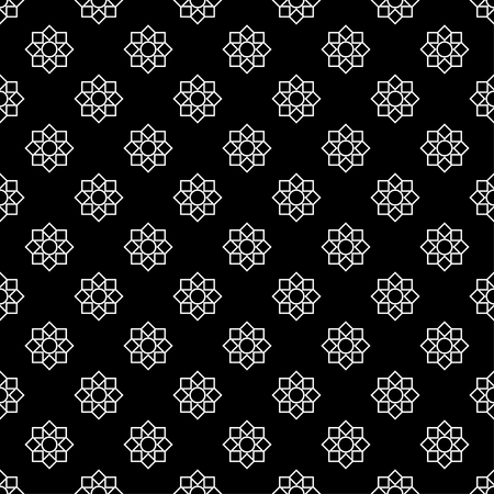 Seamless black and white decorative vector background with geometric shapesのイラスト素材