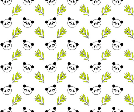 Seamless decorative background with pandasのイラスト素材