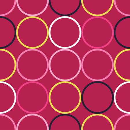 Seamless vector decorative background with circles, buttons and polka dotsのイラスト素材
