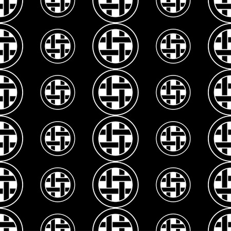 Seamless black and white decorative vector background with abstract figuresのイラスト素材