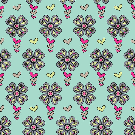 Seamless vector background with decorative flowersのイラスト素材