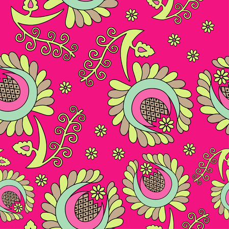 Seamless vector background with decorative flowersのイラスト素材