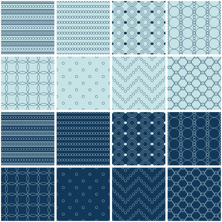 Set of sixteen seamless vector backgrounds with abstract geometric patternのイラスト素材