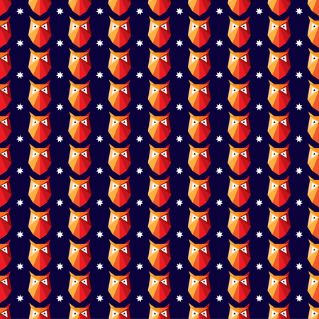 Seamless vector background with decorative polygonal owlsのイラスト素材