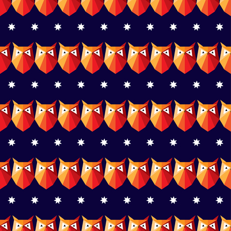 Seamless vector background with decorative polygonal owlsのイラスト素材