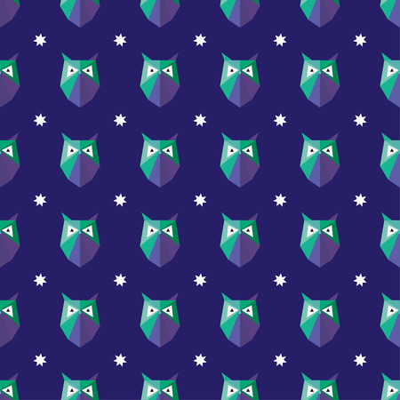 Seamless vector background with decorative polygonal owlsのイラスト素材