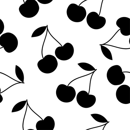 Seamless vector background with decorative cherries. Print. Repeating background. Cloth design, wallpaper.のイラスト素材