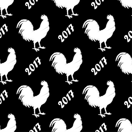 Seamless vector background with decorative roosters. Print. Cloth design, wallpaper.のイラスト素材