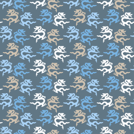Ethnic boho seamless pattern with dragons. Print. Cloth design, wallpaper.のイラスト素材