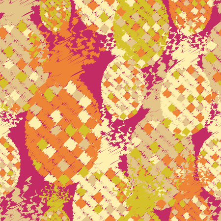 Ethnic boho seamless pattern with decorative pineapples. Tropical fruits. Print. Repeating background. Cloth design, wallpaper.のイラスト素材