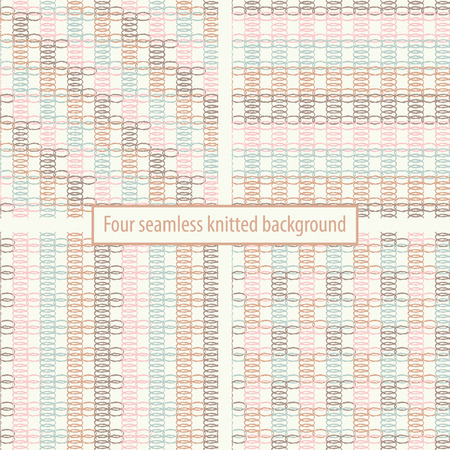 Set of 4 seamless knitted backgrounds. Print. Repeating background. Cloth design, wallpaper.のイラスト素材
