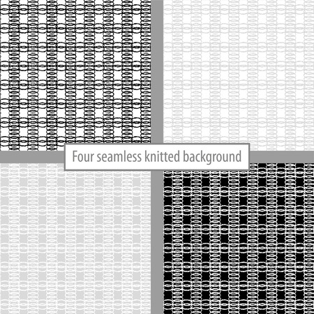 Set of 4 seamless knitted backgrounds. Print. Repeating background. Cloth design, wallpaper.のイラスト素材