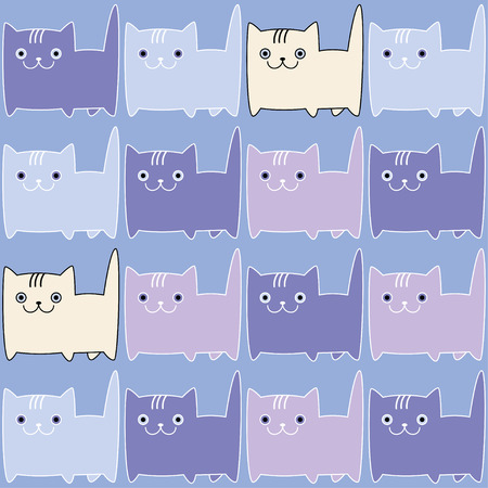 Seamless vector background with decorative cats. Print. Repeating background. Cloth design, wallpaper.のイラスト素材