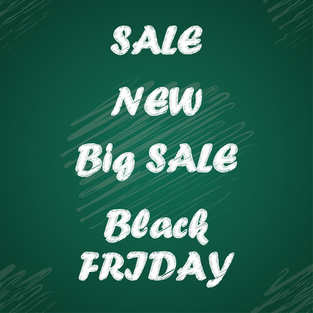 Sale design template. Chalk on blackboard. Vector illustration.のイラスト素材