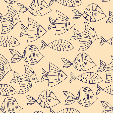 Seamless pattern with fish. Vector illustration. Print. Repeating background. Cloth design, wallpaper.のイラスト素材