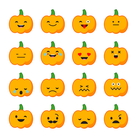 Emotions Pumpkin. Vector style smile icons.のイラスト素材