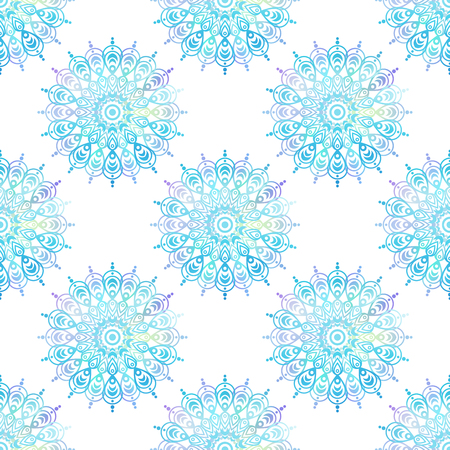 Ethnic boho seamless pattern. Mandala design in oriental style. Bokeh texture.の写真素材