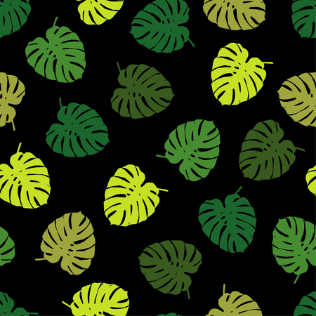 Seamless background with decorative leaves. Summer tropical design. Textile rapport.のイラスト素材