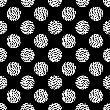 Polka dot seamless pattern with zigzag texture. Vector illustration. Textile rapport.のイラスト素材