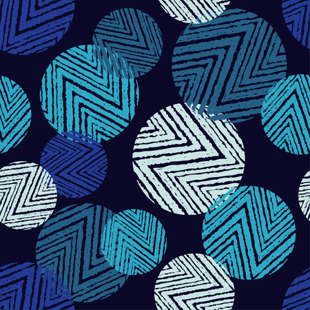 Polka dot seamless pattern with zigzag texture. Vector illustration. Textile rapport.のイラスト素材