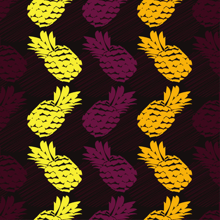 Seamless pattern with decorative pineapples. Tropical fruits. Textile rapport.のイラスト素材